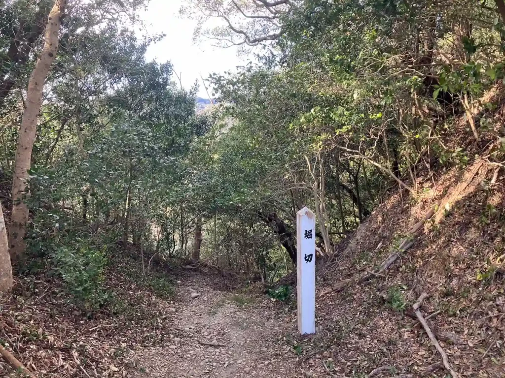 高天神社と馬場平との間の堀切