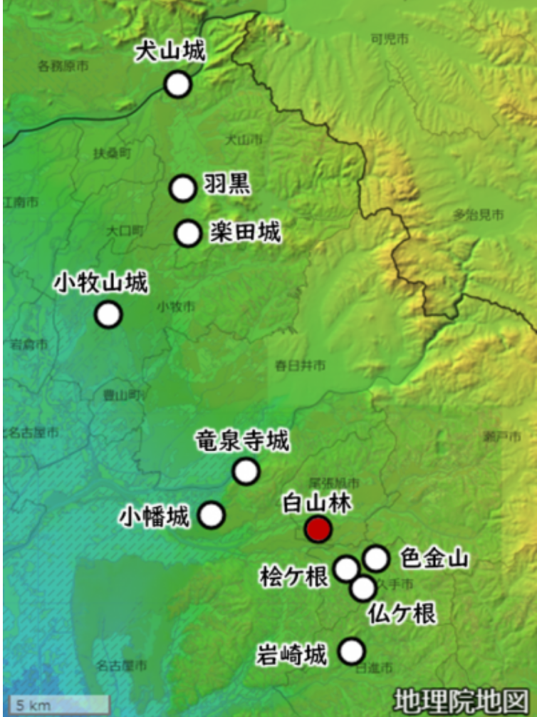 長久手の戦いの位置関係